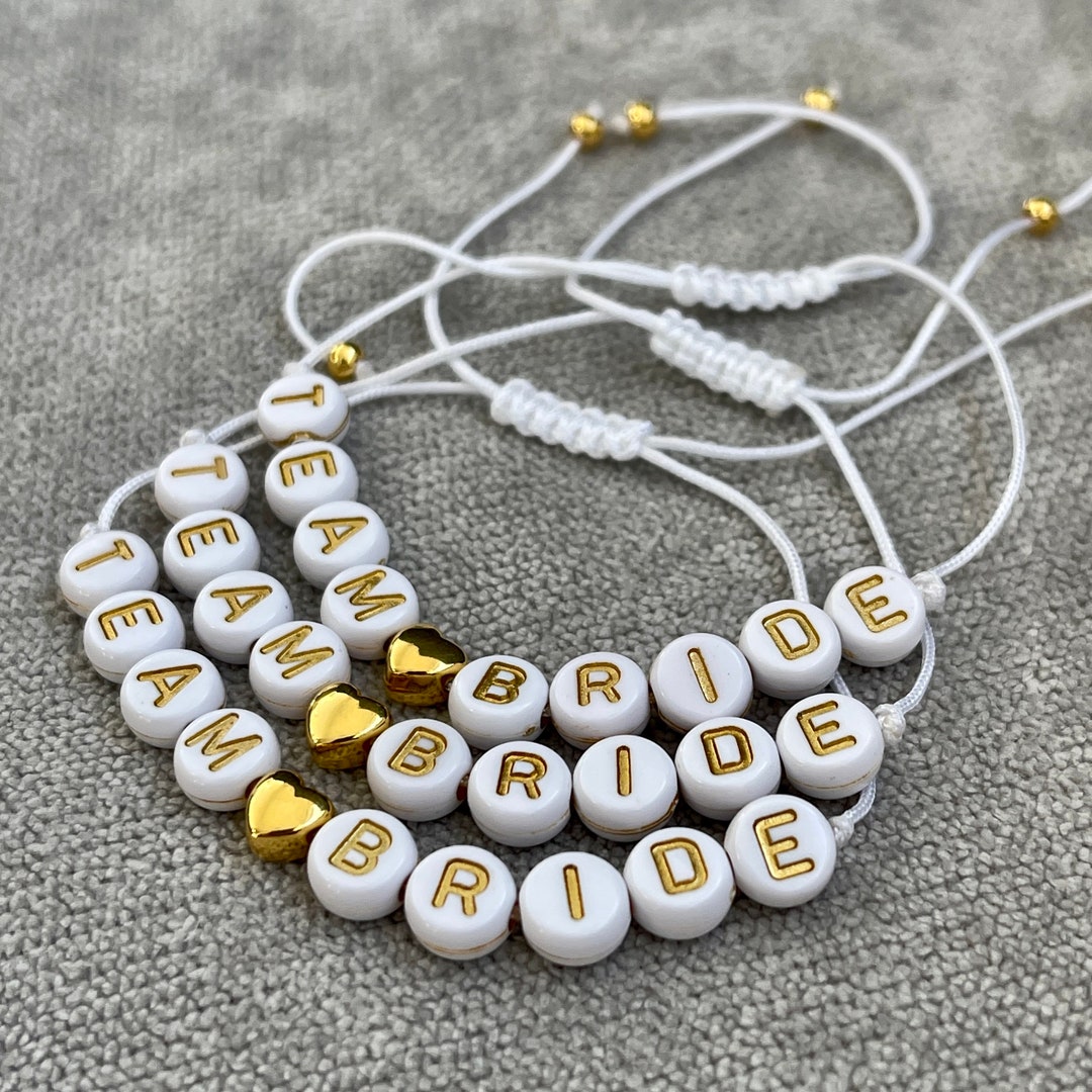 Set of 3 Team Bride Bracelets Team Bride Bracelets White Etsy