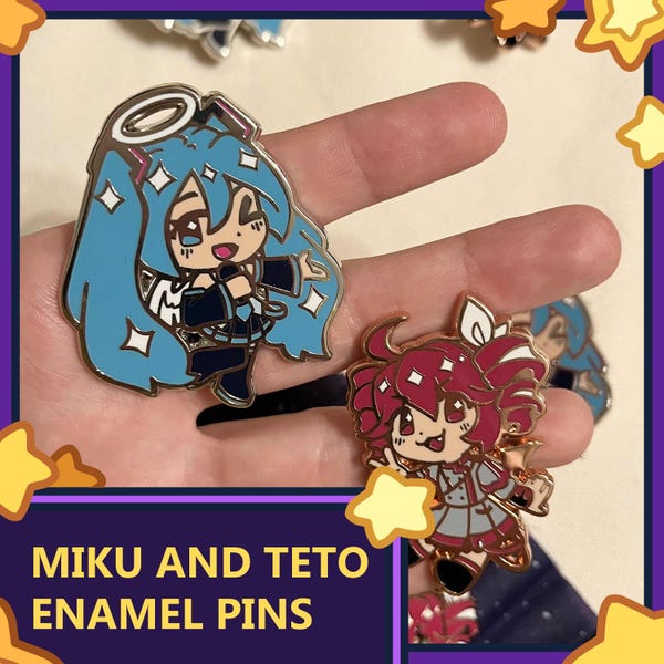 Hatsune Miku Kasane Teto Vocaloid 2inch Enamel Pin Badge