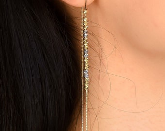 14K Solid Gold Minimalist Dangle Earrings