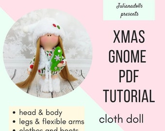 Cloth doll Tutorial Gnome Rag doll pattern PDF Doll making textile doll pattern doll sewing tutorial Home decor Christmas gift