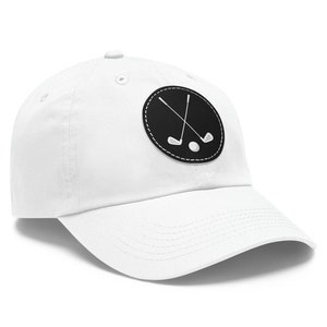 Dad Golf Hat with Leather Patch (Round) Golfer's Hat Golf Hat for Men Golf Hat for Women Golf Cap Golf Clubs Hat Golf Gifts for Men Dad Hat