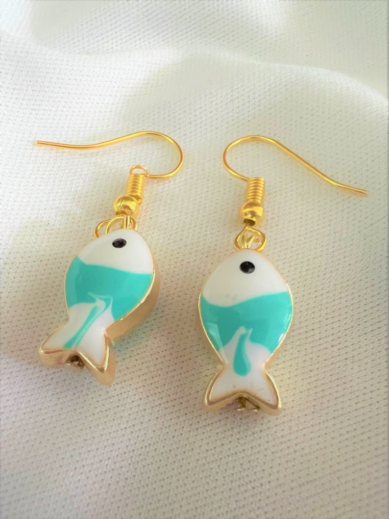 Water Blue Fish Earring for Fisher Girls Fish Dangle Earrings Etsy