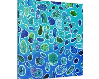 Morning Swim - Canvas Wall Art, Original Blue Abstract Painting, Modern Poster, Home Decor Gift