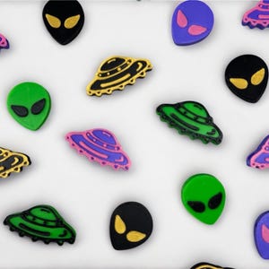 3D Printed Alien UFO Kandi Beads, Rave Bracelet Charms