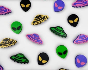 3D Printed Alien UFO Kandi Beads, Rave Bracelet Charms
