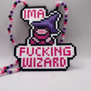 Subtronics Kandi Perler Necklace | Trippy Perler with Pony Beads and Perler Beads | I’m a freakin wizard |