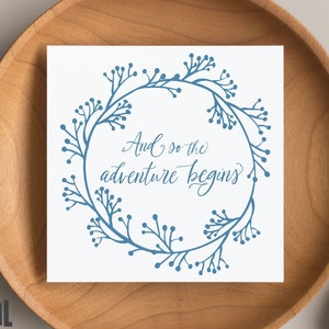 And So The Adventure Begins Carte de mariage imprimable, Carte de douche nuptiale imprimable, Carte de voeux numérique, Carte carrée 5x5, Enveloppe imprimable