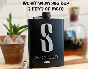 Custom Groomsman Engraved Flask, Etched Stainless Steel Flask with Personalization, Best Man gift, Groomsmen gift, Father of the bride gift