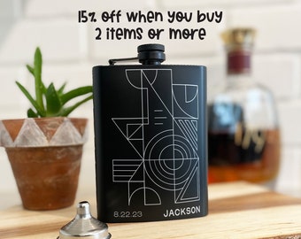 Custom Groomsman Engraved Flask, Etched Stainless Steel Flask with Personalization, Best Man gift, Groomsmen gift, Father of the bride gift