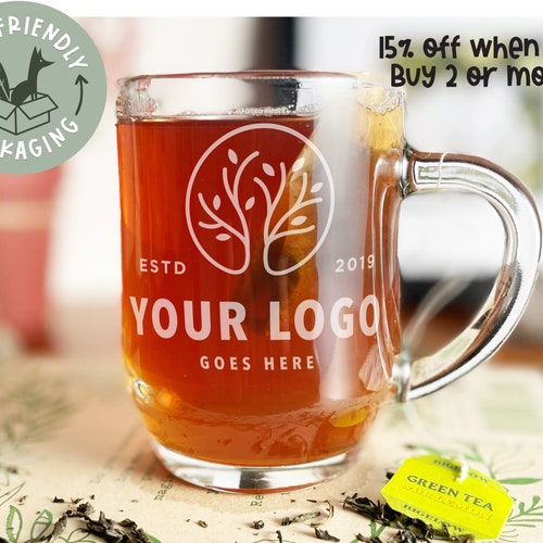 Custom Logo Engraved Glass Mug Etched Glass Mug With Etsy