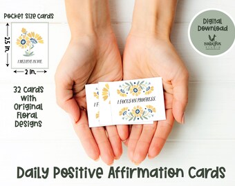 Printable Daily Affirmation Cards, Downloadable Positive Affirmation Cards, Positive Affirmation Deck, Mindfulness Printable gift