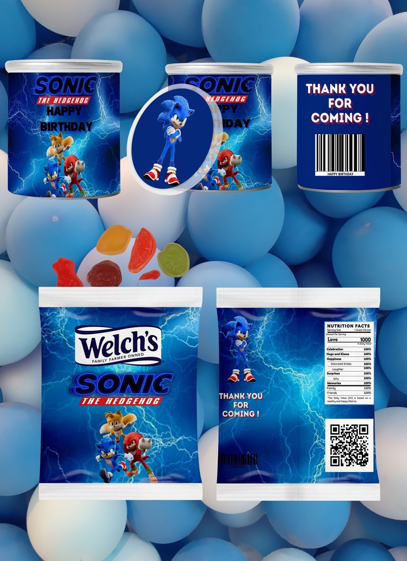 Sonic Fruit Snacks Sonic Pringles Sonic Party Favors Sonic Etsy