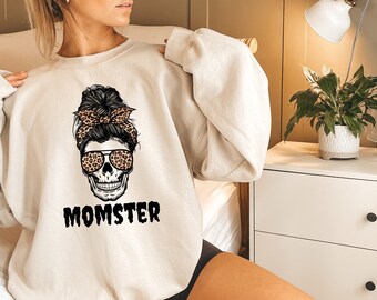 Momster Halloween Sweatshirt, Halloween Pullover, Halloween Shirts für Frauen, Halloween Crewneck