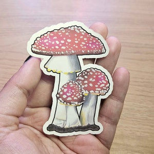 Autocollant en papier champignon agaric mouche