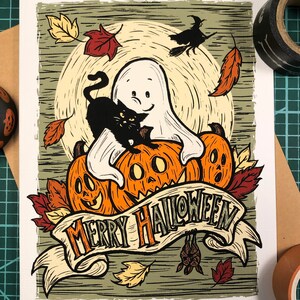 Merry Halloween - Grußkarte für Freunde und Familie - Innen blanko