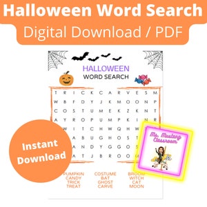 Halloween Word Search Grades K-2, Halloween Word Search Activity, Halloween Word Search Printable Elementary, Halloween Word Search PDF