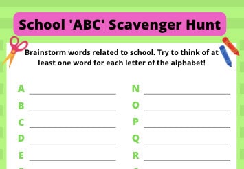 School 'ABC' Scavenger Hunt Printable, ABC List PDF, School Scavenger ...