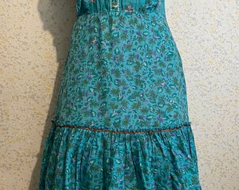 vestido vintage de pradera de algodón floral azul 37