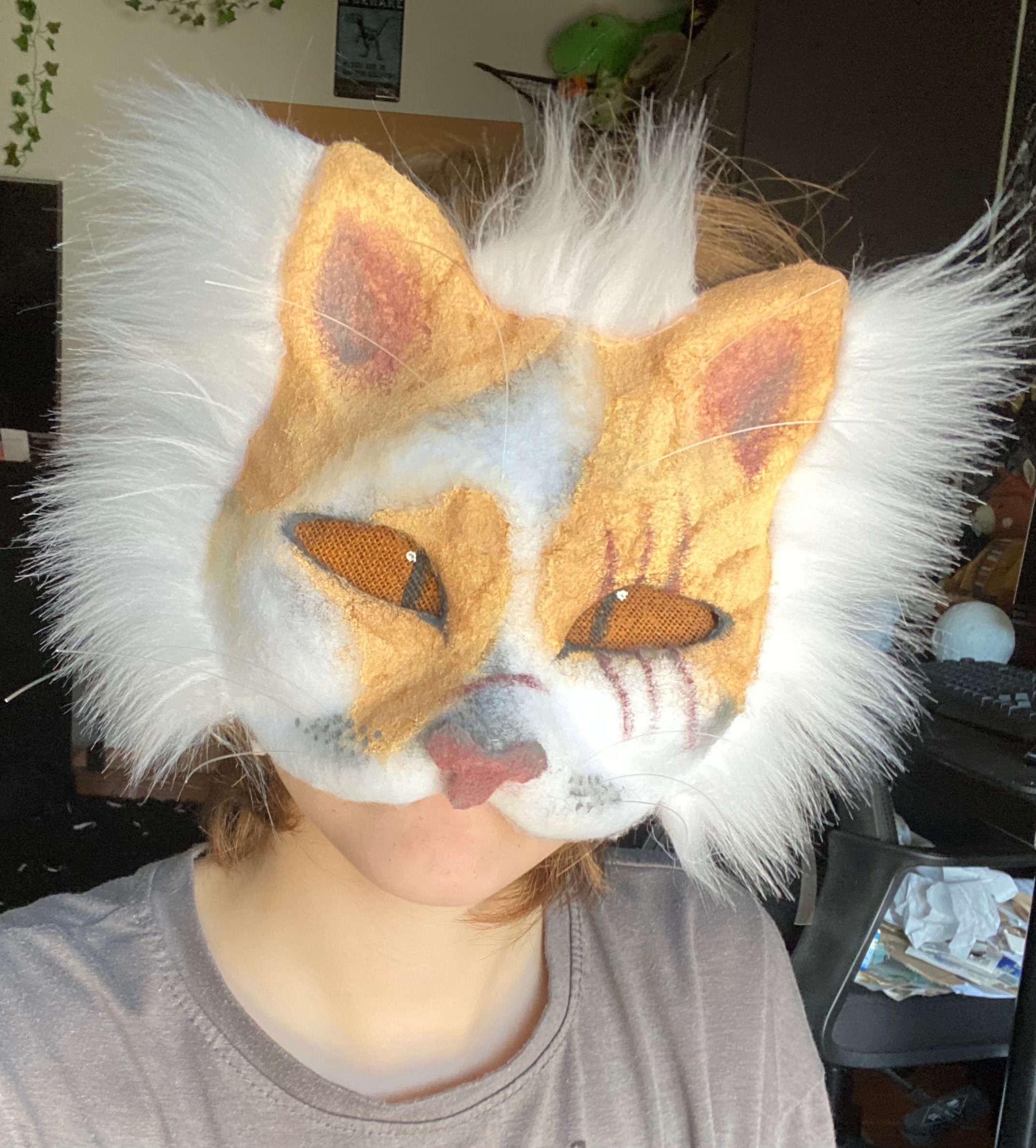 Ginger therian cat mask on sale :3