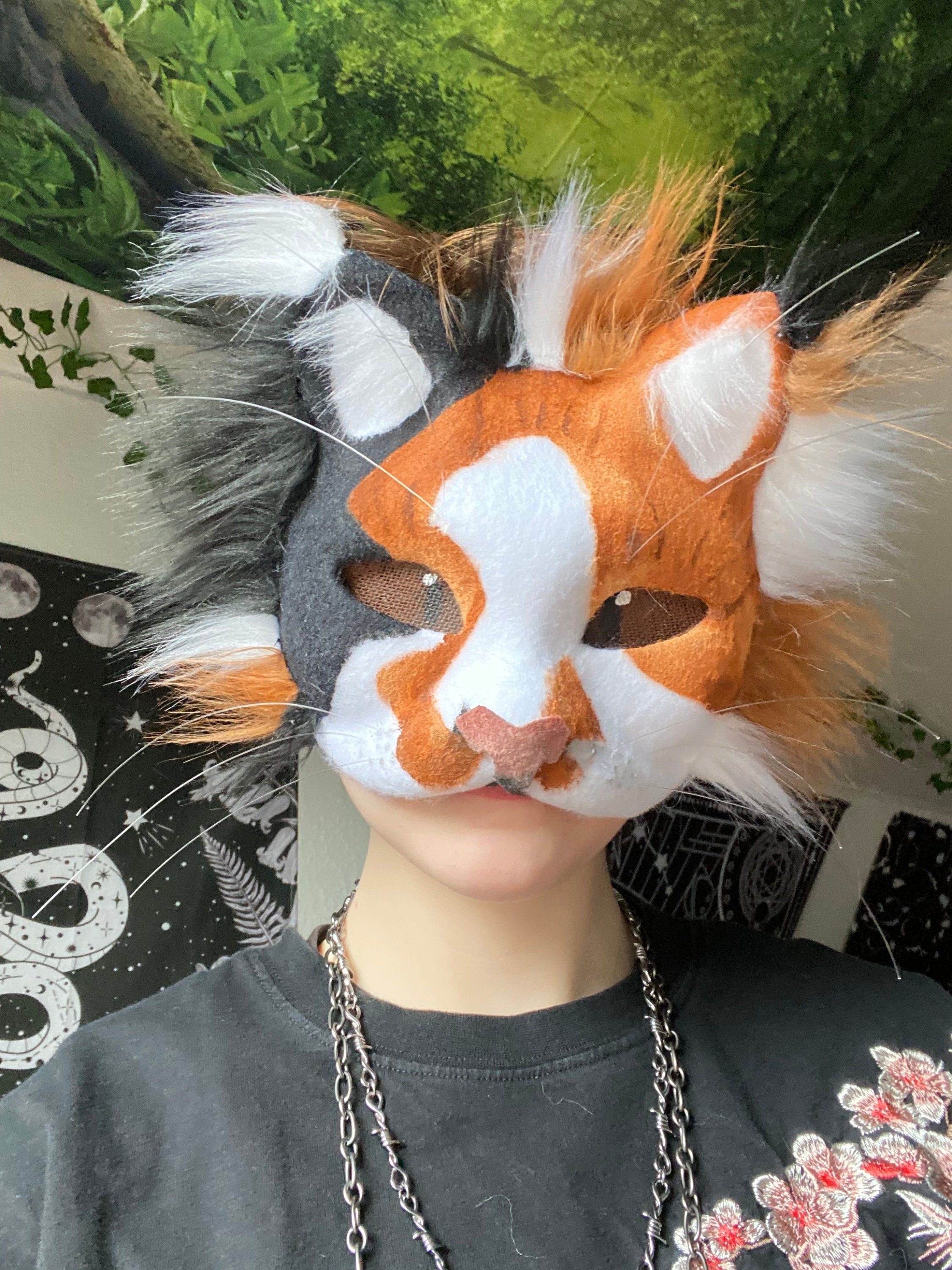 Hand Painted Felted Therian Cat Mask -  Denmark