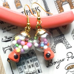 Handmade Gumball Machine Charm Earrings