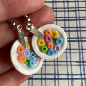 Mini Polymer Clay Cereal Froot Loops Bowl Charm Earrings or Necklace - Etsy