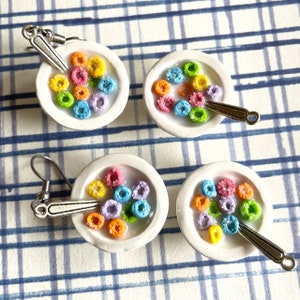 Mini Polymer Clay Cereal Froot Loops Bowl Charm Earrings or Necklace