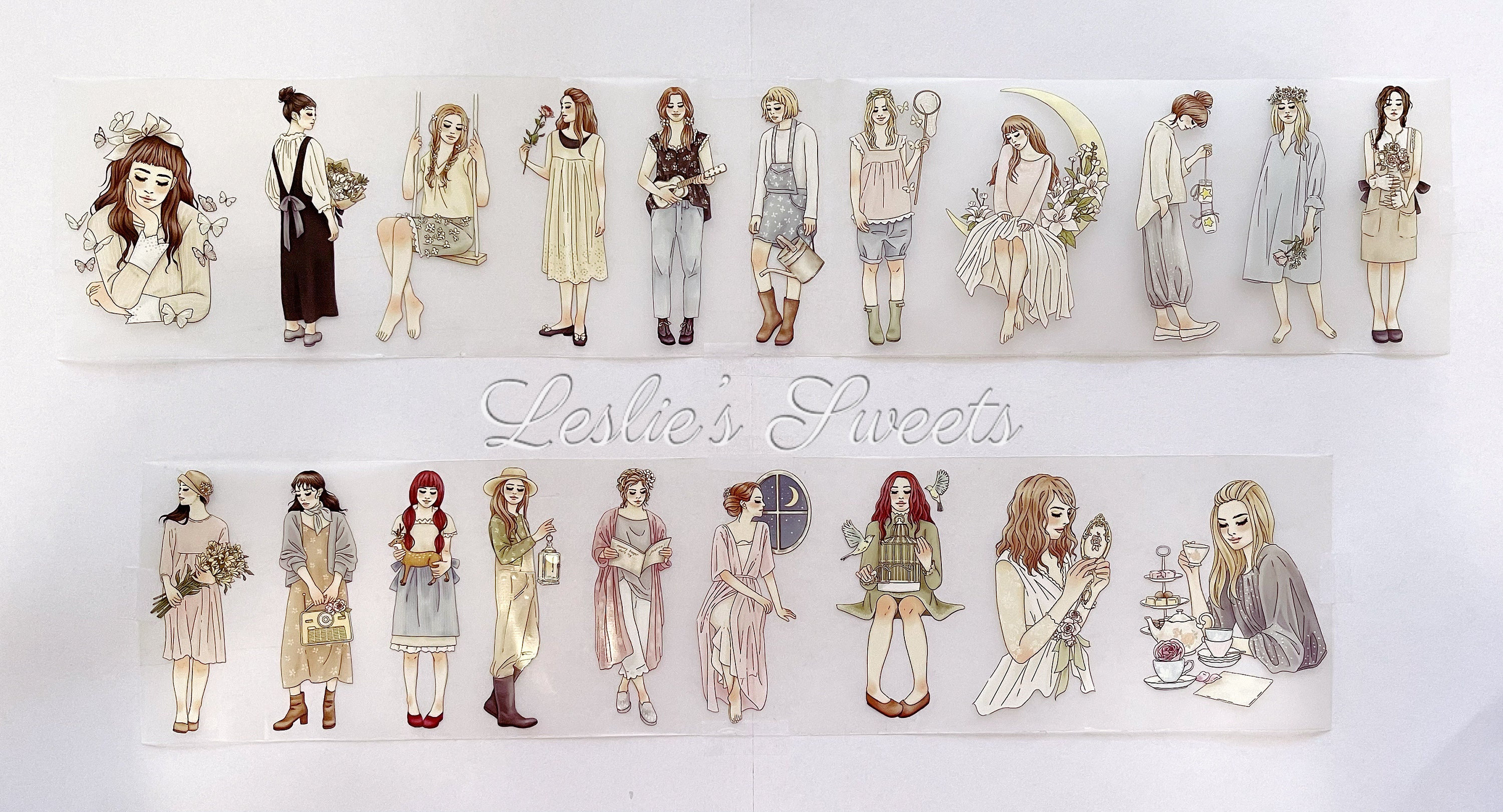 Windry Ramadhina x 63Penhouse - Sweetheart  - 20 Girl Stickers - PET Tape - Journal, Scrapbook, Planner Supplies - One Loop