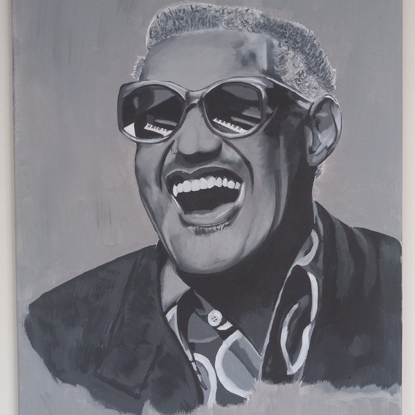 Black and White Acrylic Portrait Painting Etsy