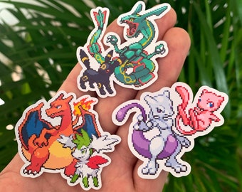 TCG Set Stickers featuring Charizard, Pikachu, Eevee, Gengar, Mew, Mewtwo, Venasaur, Blastoise, Umbreon & more Glossy Vinyl Stickers