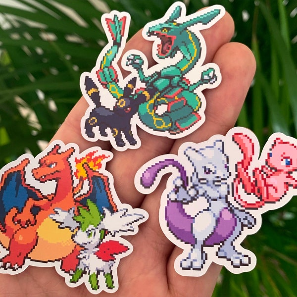 Pokémon TCG Set Stickers featuring Charizard Rayquaza Pikachu Eevee Gengar Mew Mewtwo Venasaur Blastoise Umbreon +more Glossy Vinyl Stickers