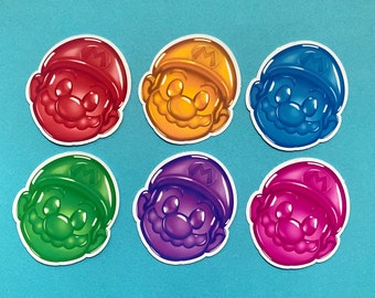 Mario - Super Mario Gummy Stickers - Glossy Vinyl - Set of 6