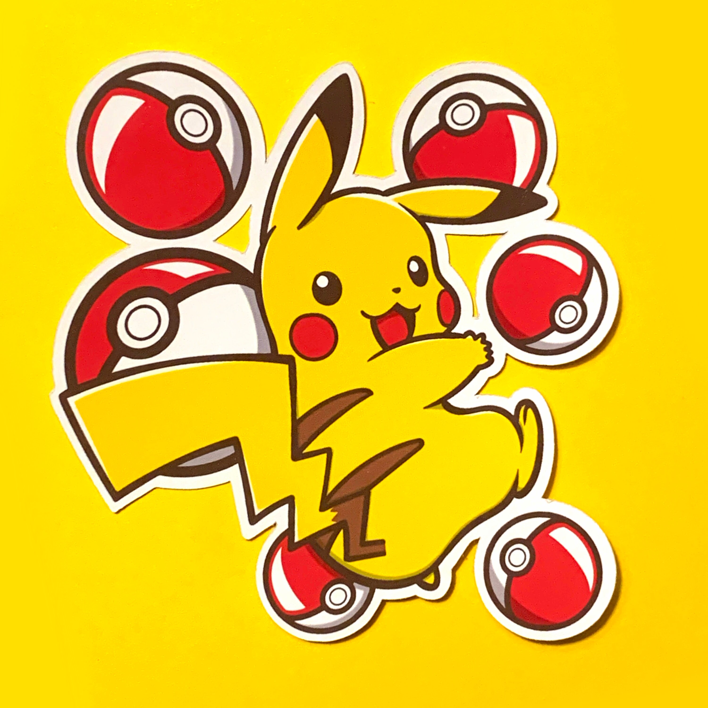 Pikachu Sticker With Pokéballs Glossy Vinyl Sticker Etsy UK