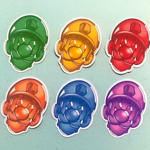 Luigi - Super Mario Gummy Stickers - Glossy Vinyl - Set of 6