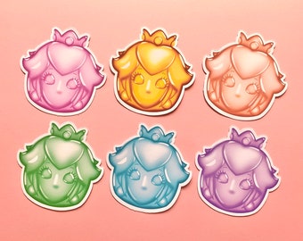 Princess Peach - Super Mario Gummy Stickers - Glossy Vinyl - Set of 6