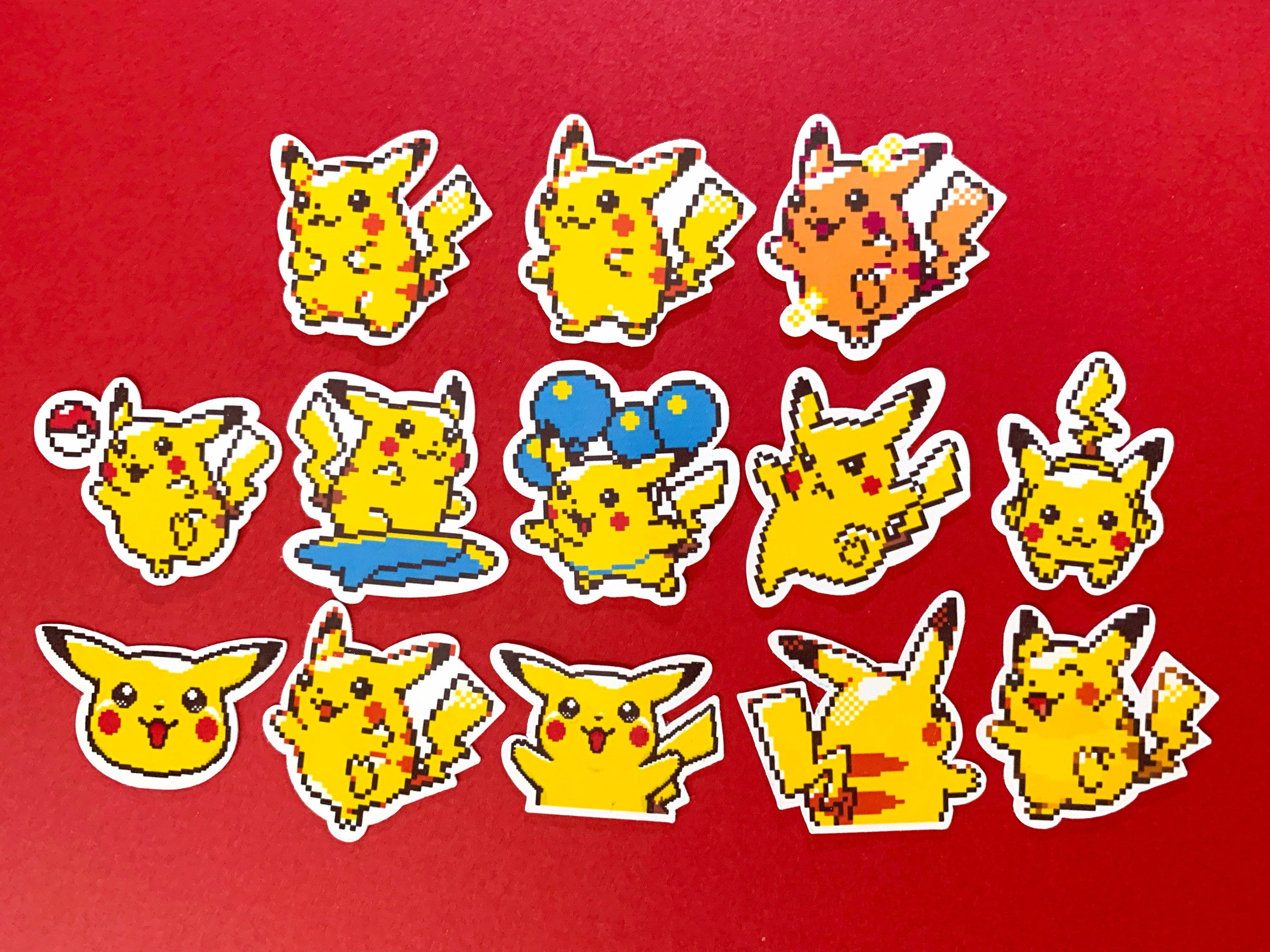 1.5 Pokémon Pokéball Pattern Sprite PC Icon Pixel Glossy Waterproof  Sticker Art