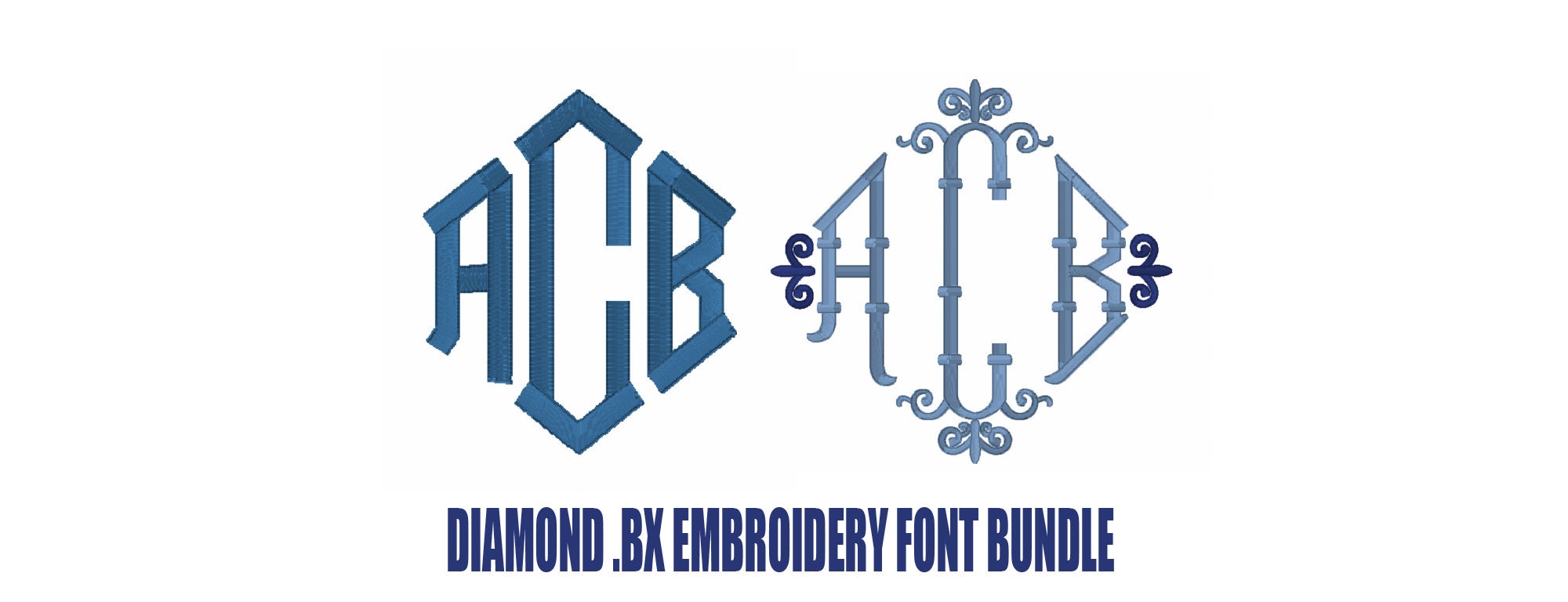 BUNDLE .bx Diamond Embroidery Monogram Font Files