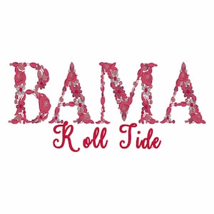 Alabama Floral Embroidery File: Bama Game Day Design (8 Inch, 10 Formats)