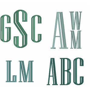 Engraved Block Shadow Embroidery Monogram Font 2, 3, 4 Inch .bx Files