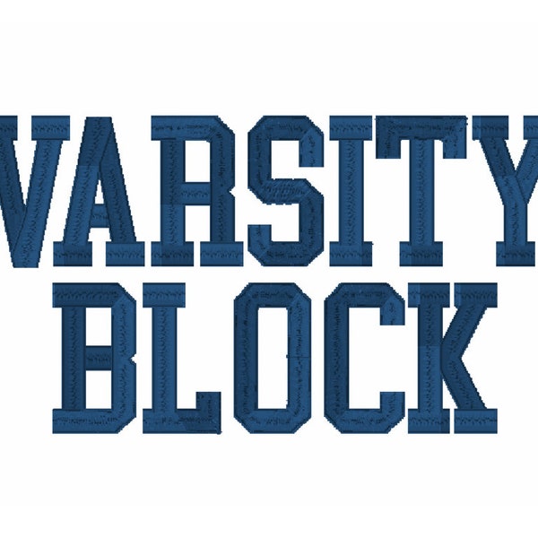 Varsity Block Embroidery Font 1, 2, 3, 4 Inch .bx Files for EMBRILLIANCE SOFTWARE