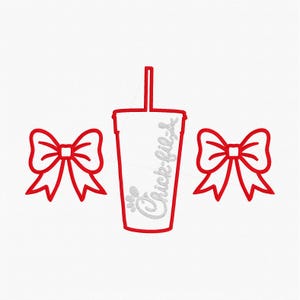 2 Sizes Bundle Croquette Bows Chic Fil A To Go Cup File Embroidery Design Instant Downloads