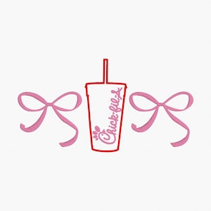 Dainty Ribbon Croquette Bows Chic Fil A To Go Cup File Embroidery Design Instant Downloads