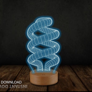Spiralny kształt 3D iluzja LED światło akrylowe na prezent świąteczny cięcie laserowe, MAFHandmade, LED, cięcie CNC, PDF, Ai, Svg, pliki wektorowe, Glowforge gotowy