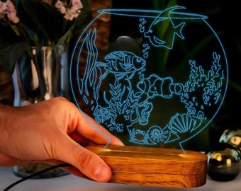 Aquarium Fish 3D Night Light, Laser Cut Files (Digital Download)