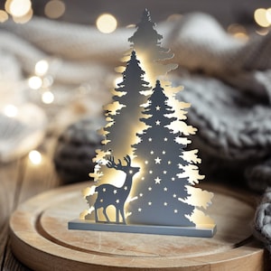Christmas Reindeer Scene Decor Digital File, 3-6 mm For Laser and CNC, DXF ai svg PDF, Laser cut files, vector pattern, templates, bundle