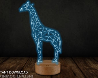 Laser Cut Acrylic Giraffe 3D Illusion Table Lamp, Christmas Gift, LED Sign for Home Bedroom Decoration,LED Lamp,Vector Files,Glowforge Ready