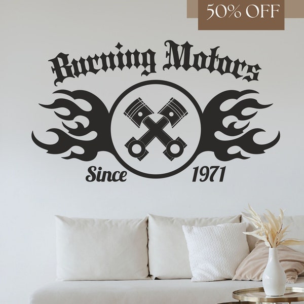 Burning Motors Metal Wall Art, Laser Cut File, SVG, DXF, Bike Life Biker Man Helmet Gear Speed Motorcycle Danger Sports Ride Wheel Motorbike