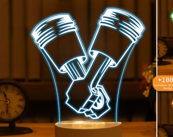 Lampe de nuit de cadeau d'ingénieur en mécanique, découpe au laser faisant des fichiers, cadeau de bureau, vecteur numérique, cadeaux d'ingénierie, cadeaux personnalisés pour l'obtention du diplôme