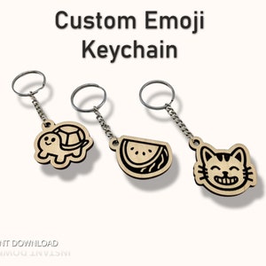 Personalisierte benutzerdefinierte Emoji Schlüsselanhänger, Laser geschnittene Dateien Schlüsselanhänger, Glowforge Schlüsselanhänger, Bundle Schlüsselanhänger, Tier Schlüsselanhänger SVG, Bundle Schlüsselanhänger