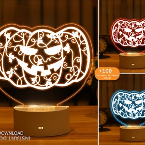 Halloween pumpa monster nattlampa fil, laserskuren SVG DXF (digital nedladdning)